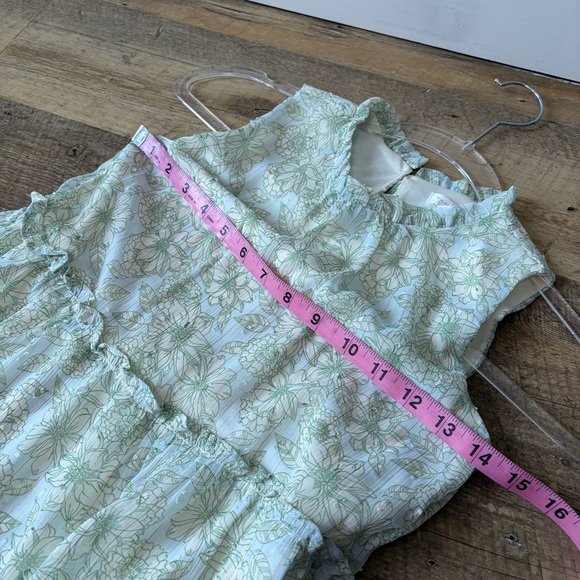 Tahari Girls Floral Metallic Striped Tiered Dress - Picture 6 of 12